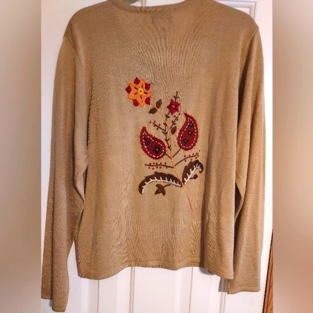 bob Mackie Autumn Wool Blend Sweater Cardigan XL - Picture 2 of 5